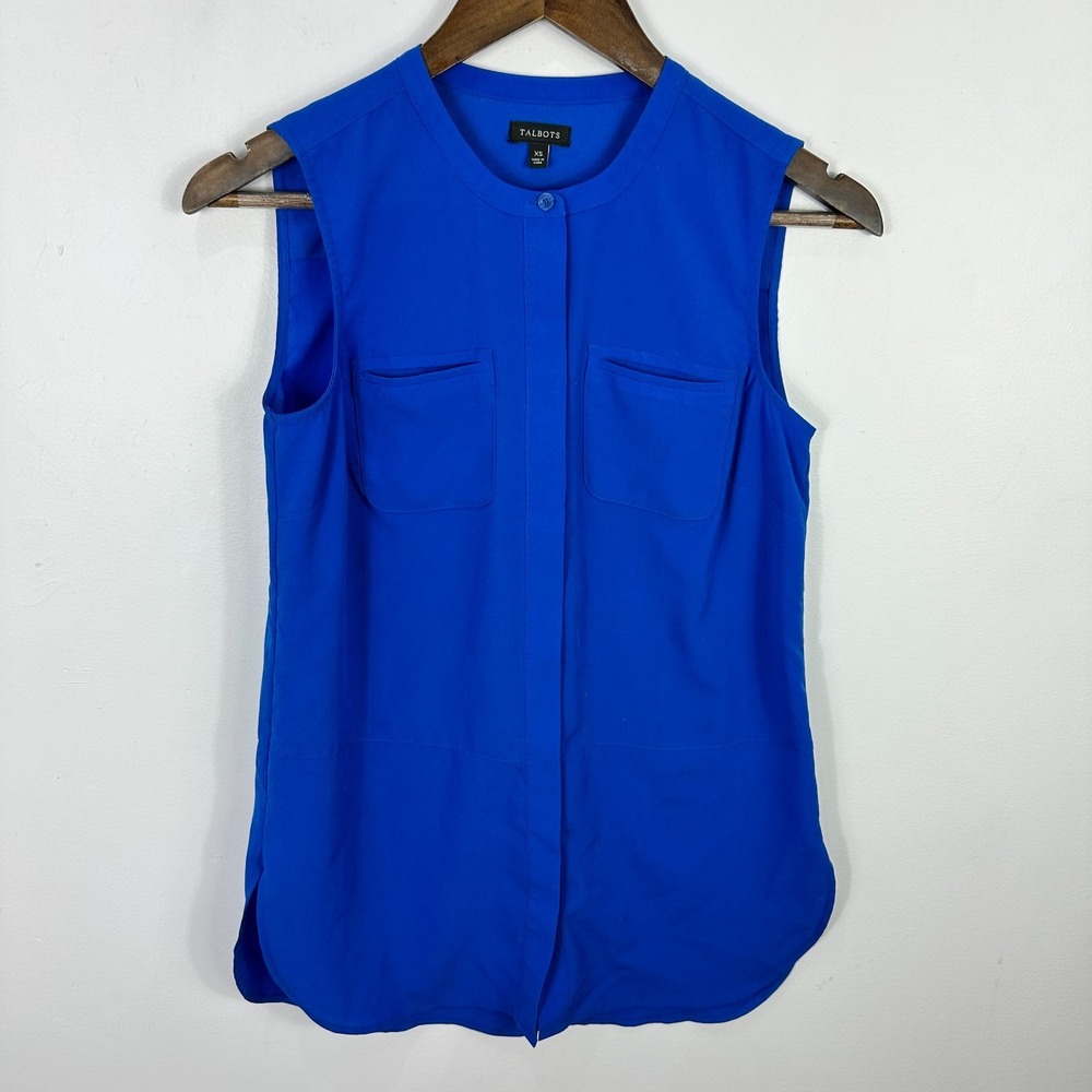 Talbots Sleeveless‎ Top XS Cobalt Blue Quiet Luxury Minimalist Office Capsule
